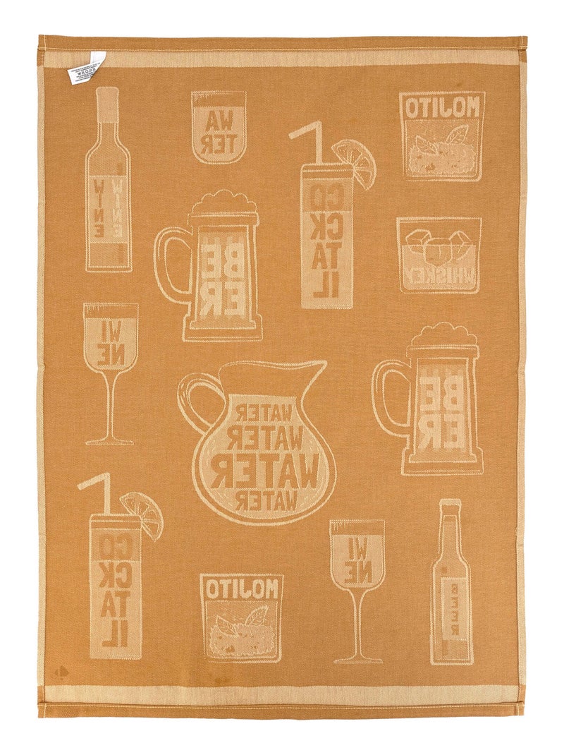 Torchon de cuisine DRINK Toile Moutarde - Kiabi