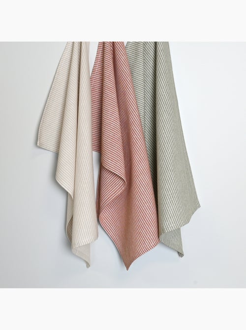 Torchon de cuisine en coton à fines rayures tissées - Kiabi