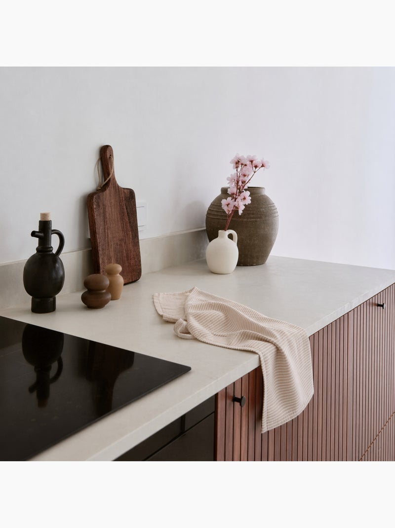 Torchon de cuisine en coton à fines rayures tissées Beige - Kiabi