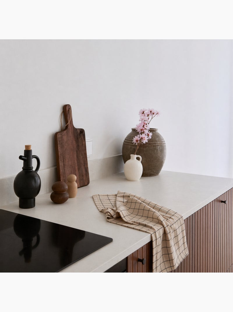 Torchon de cuisine en coton à motif carreaux Beige - Kiabi