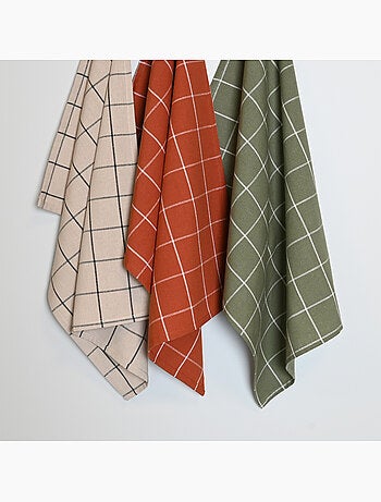 Torchon de cuisine en coton à motif carreaux