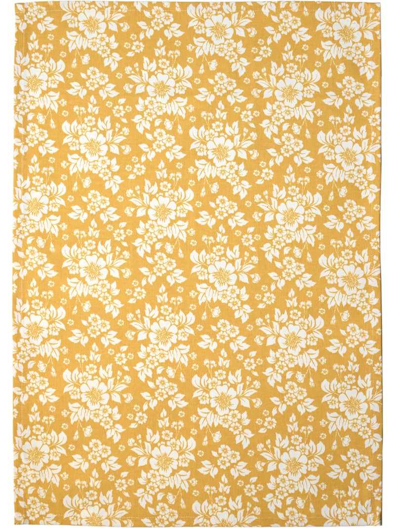 Torchon de cuisine en coton à motif floral imprimé Jaune moutarde - Kiabi