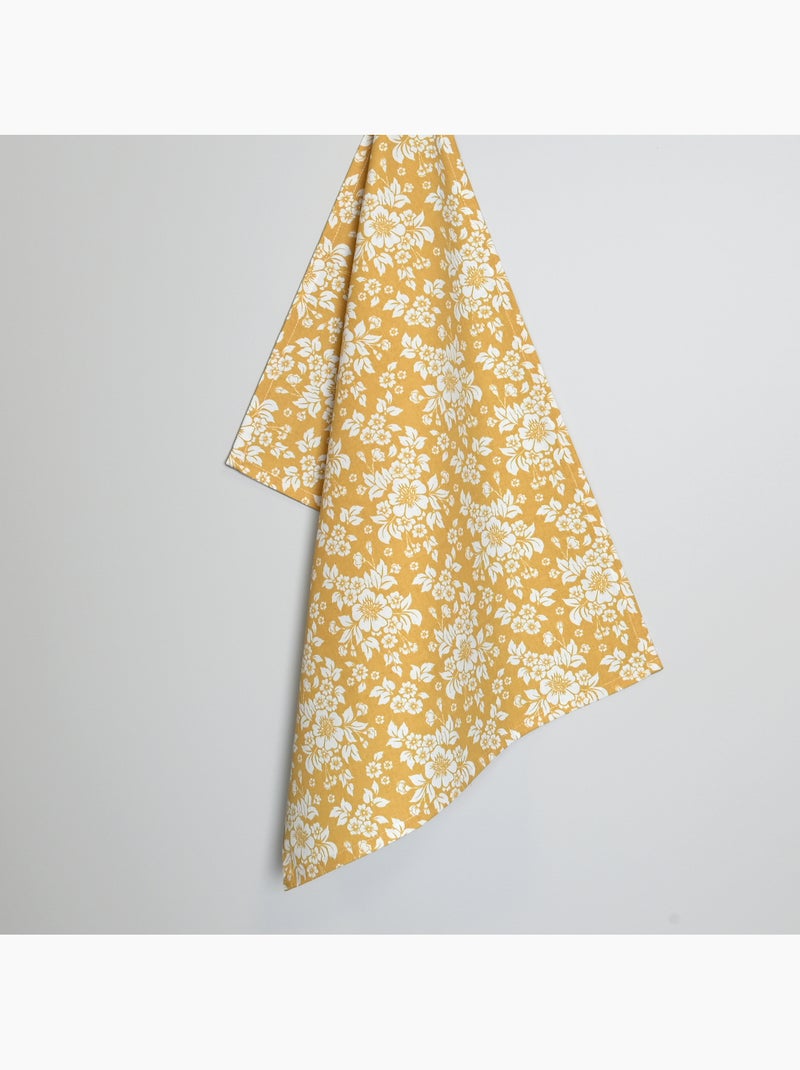 Torchon de cuisine en coton à motif floral imprimé Jaune moutarde - Kiabi