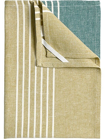 Torchon de cuisine en coton à rayures bicolores