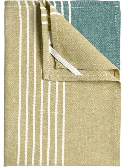 Torchon de cuisine en coton à rayures bicolores - Kiabi