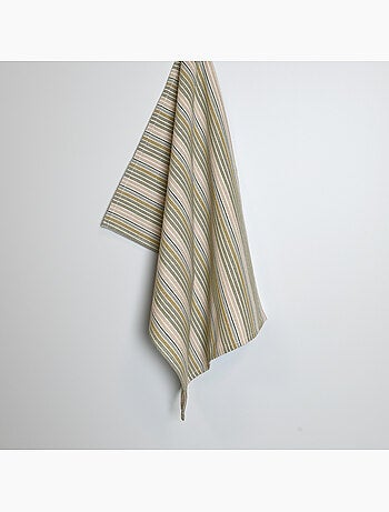 Torchon de cuisine en coton à rayures tissées