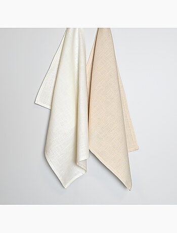 Torchon de cuisine en coton uni aspect tissé