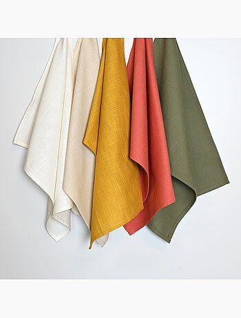 Torchon de cuisine en coton uni aspect tissé