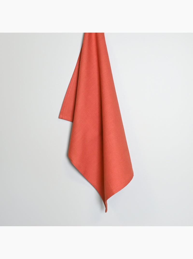 Torchon de cuisine en coton uni aspect tissé Orange corail - Kiabi