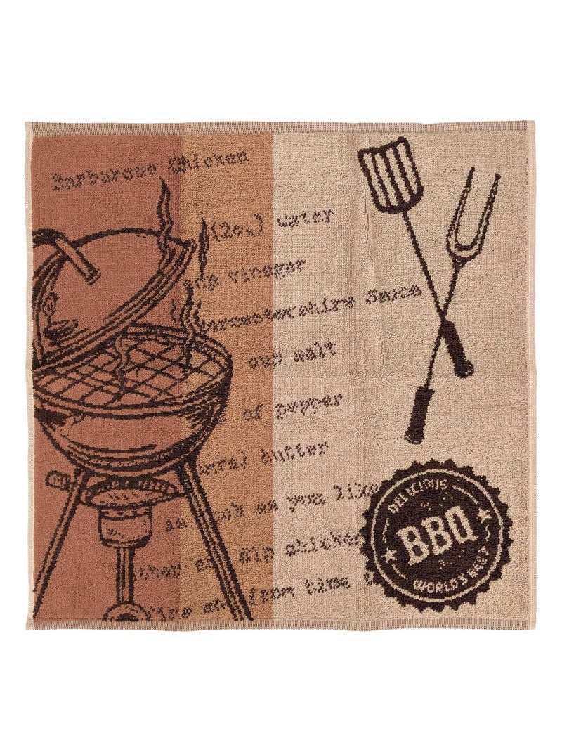 Torchon de cuisine éponge collection BBQ 50x50 cm Beige - Kiabi