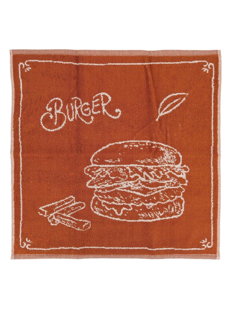 Torchon de cuisine éponge collection BURGER 50x50 cm Orange - Kiabi
