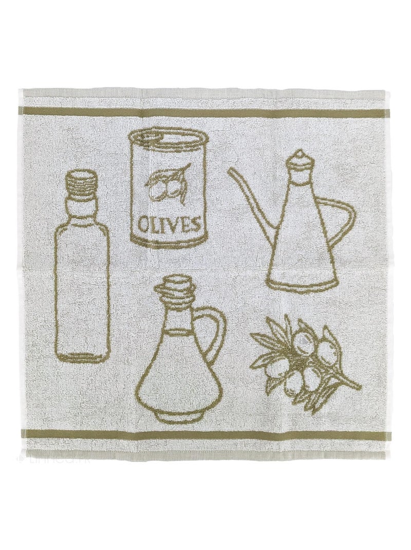 Torchon de cuisine éponge collection EVOO 50x50 cm Kaki - Kiabi