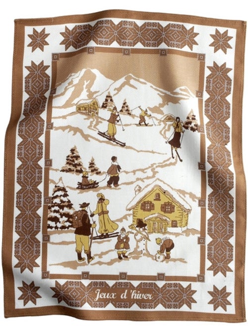 Torchon de cuisine « jeux d'hiver » – esprit montagne – rouge ou marron – 100 % coton - Kiabi Torchon de cuisine « jeux d'hiver » – esprit montagne – rouge ou marron – 100 % coton - Kiabi