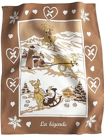Torchon de cuisine « la légende » – esprit montagne – rouge ou marron – 100 % coton
