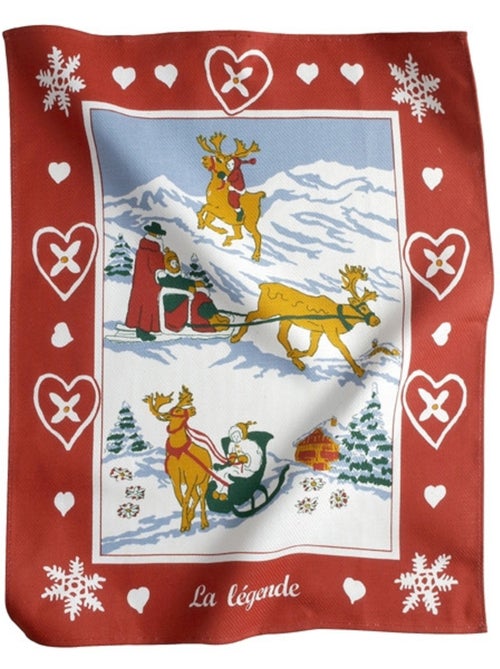 Torchon de cuisine « la légende » – esprit montagne – rouge ou marron – 100 % coton - Kiabi Torchon de cuisine « la légende » – esprit montagne – rouge ou marron – 100 % coton - Kiabi