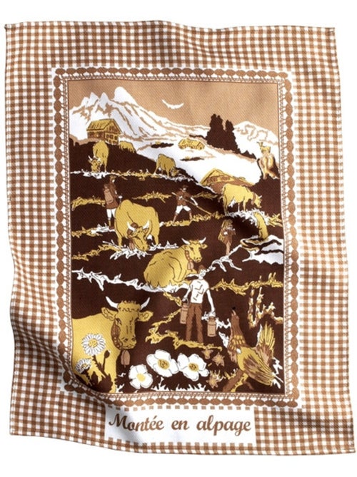 Torchon de cuisine « montée en alpage » – esprit montagne – rouge ou marron – 100 % coton - Kiabi Torchon de cuisine « montée en alpage » – esprit montagne – rouge ou marron – 100 % coton - Kiabi