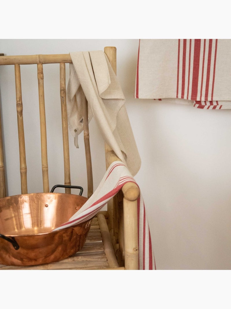 Torchon de cuisine polylin à rayures Rouge - Kiabi