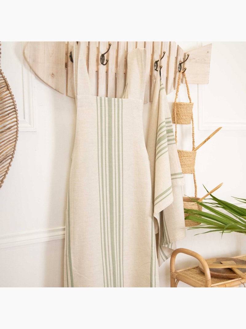 Torchon de cuisine polylin à rayures Vert olive - Kiabi