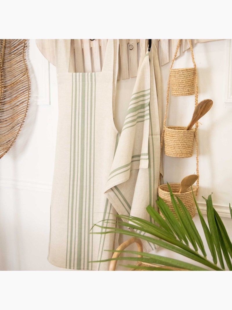 Torchon de cuisine polylin à rayures Vert olive - Kiabi