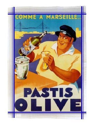 Torchon de cuisine rectangulaire en coton pastis olive