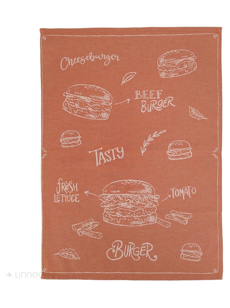 Torchon de cuisine toile collection BURGER 50x70 cm Orange - Kiabi