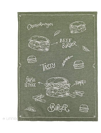 Torchon de cuisine toile collection BURGER 50x70 cm