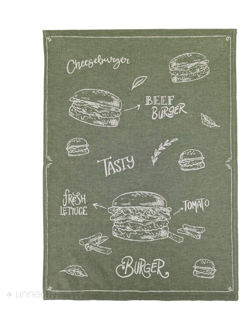 Torchon de cuisine toile collection BURGER 50x70 cm Vert - Kiabi