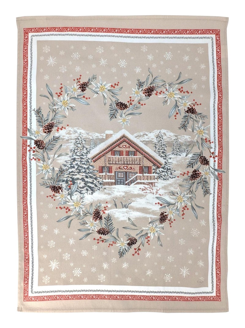 Torchon de Montagne collection CHALET coton Gris chiné - Kiabi