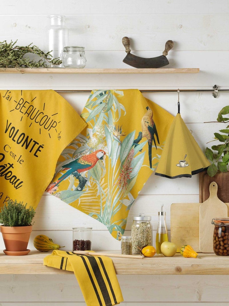 Torchon en 100% coton naturel Jaune - Kiabi