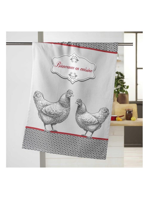 Torchon en coton Bienvenue en cuisine - Kiabi