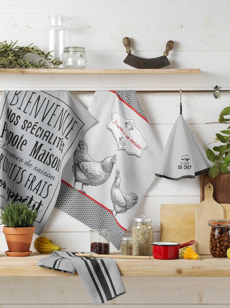 Torchon en coton Bienvenue en cuisine Gris - Kiabi