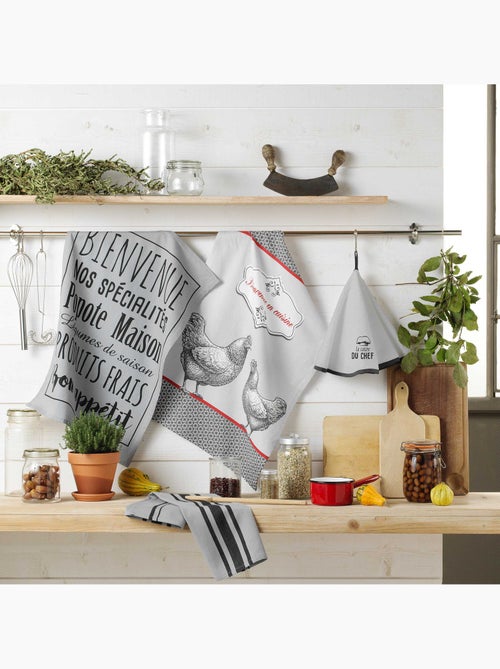 Torchon en coton bienvenue en cuisine - Kiabi Torchon en coton bienvenue en cuisine - Kiabi