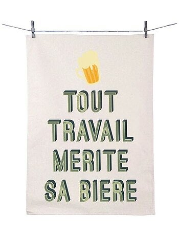 Torchon en coton décoré bière