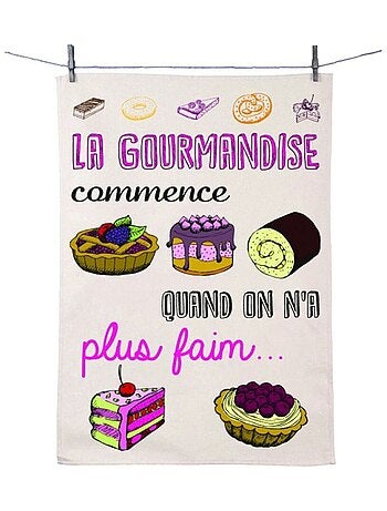 Torchon en coton décoré la gourmandise