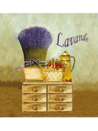 Torchon en coton décoré lavande