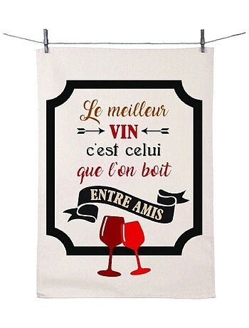 Torchon en coton décoré le meilleur Vin