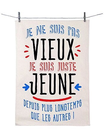 Torchon en coton décoré pas vieux
