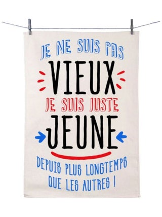Torchon en coton décoré pas vieux