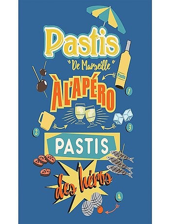 Torchon en coton décoré pastis
