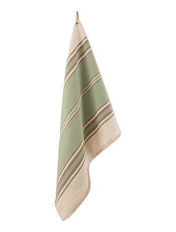 Torchon en coton et lin à rayures