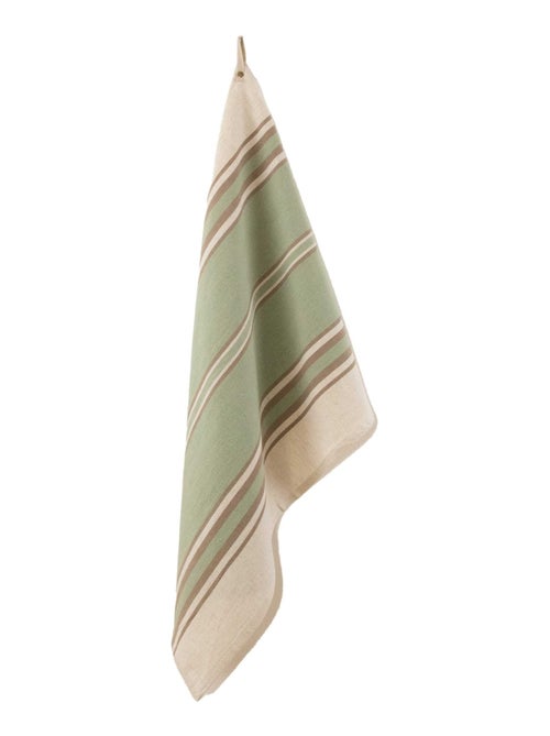 Torchon en coton et lin à rayures - Kiabi