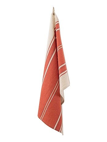 Torchon en coton et lin à rayures