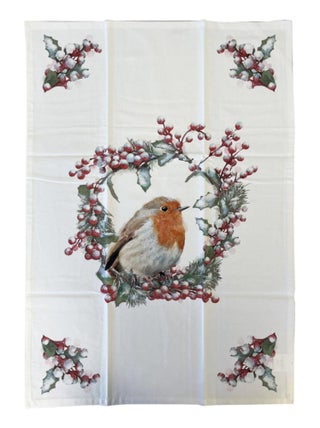 Torchon en coton oiseau et couronne