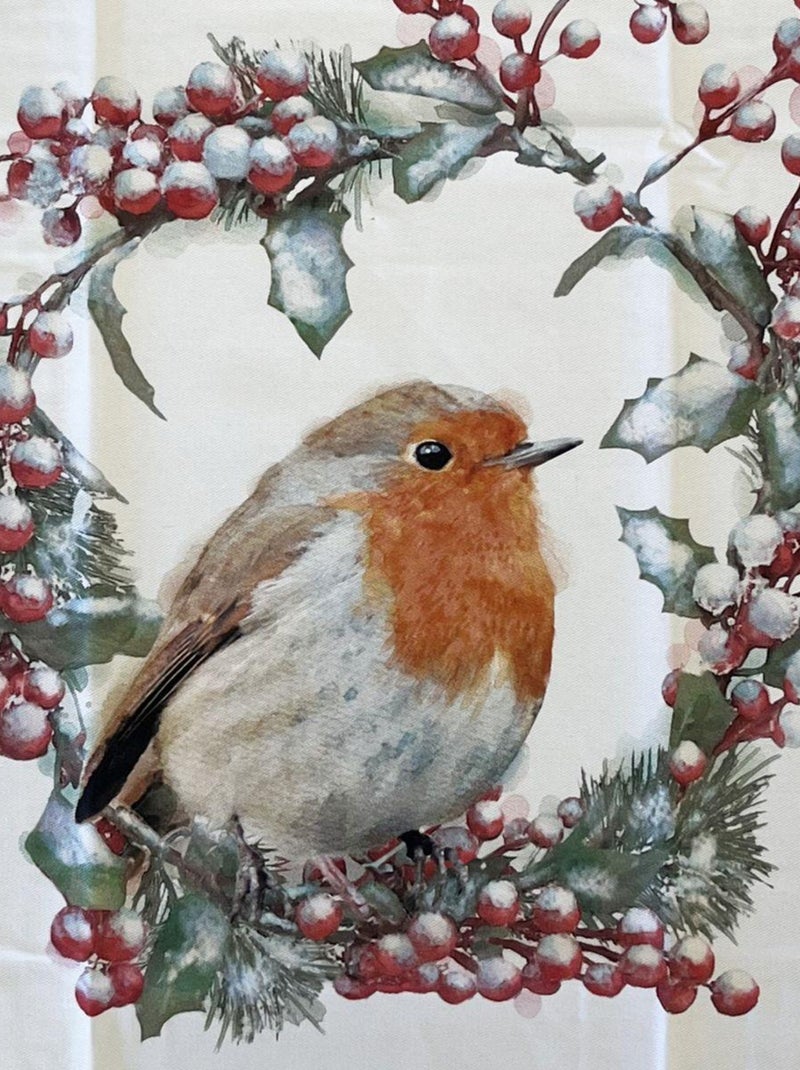 Torchon en coton oiseau et couronne Blanc - Kiabi