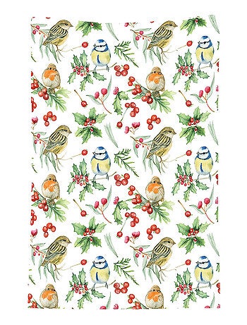 Torchon en coton oiseaux et baies