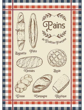 Torchon en coton pains tradition française