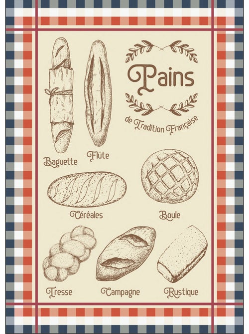 Torchon en coton pains tradition française - Kiabi