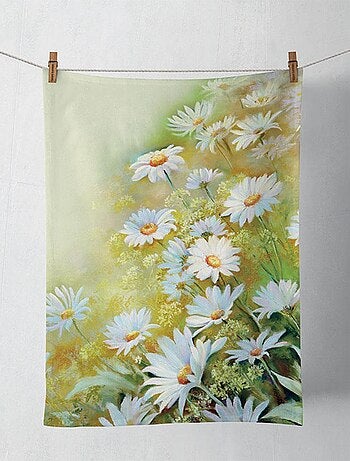 Torchon en coton décoré My French