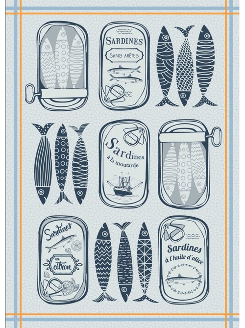 Torchon en coton sardines cuisine - Kiabi