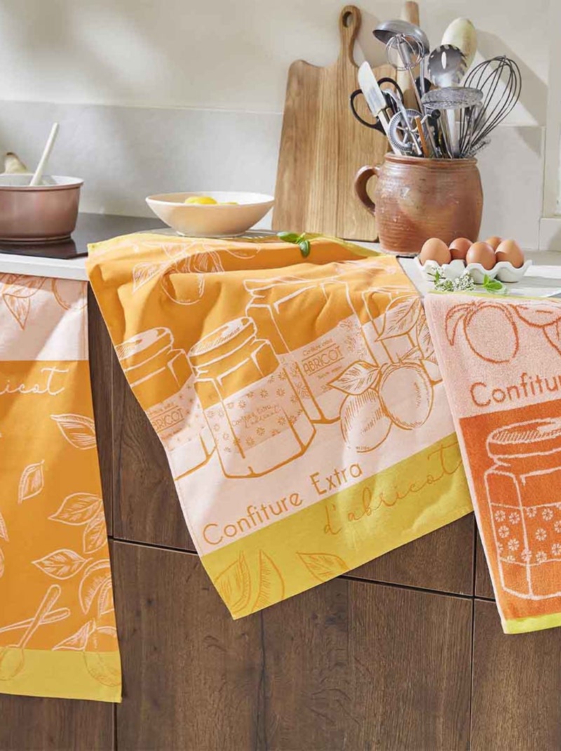 Torchon en jacquard de coton, DELICES D'ABRICOTS Orange clair - Kiabi